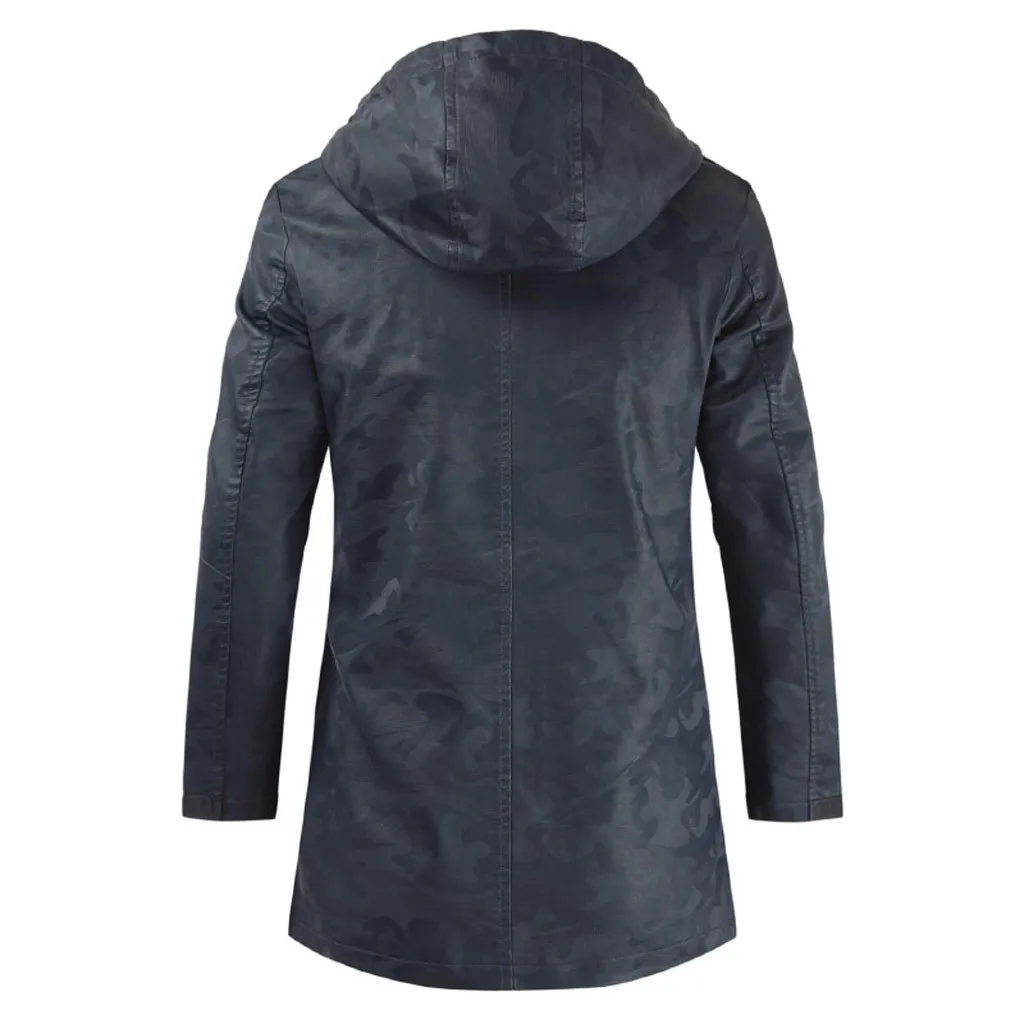 Мужская кожаная куртка с капюшоном черная Водонепроницаемая мотоциклетная