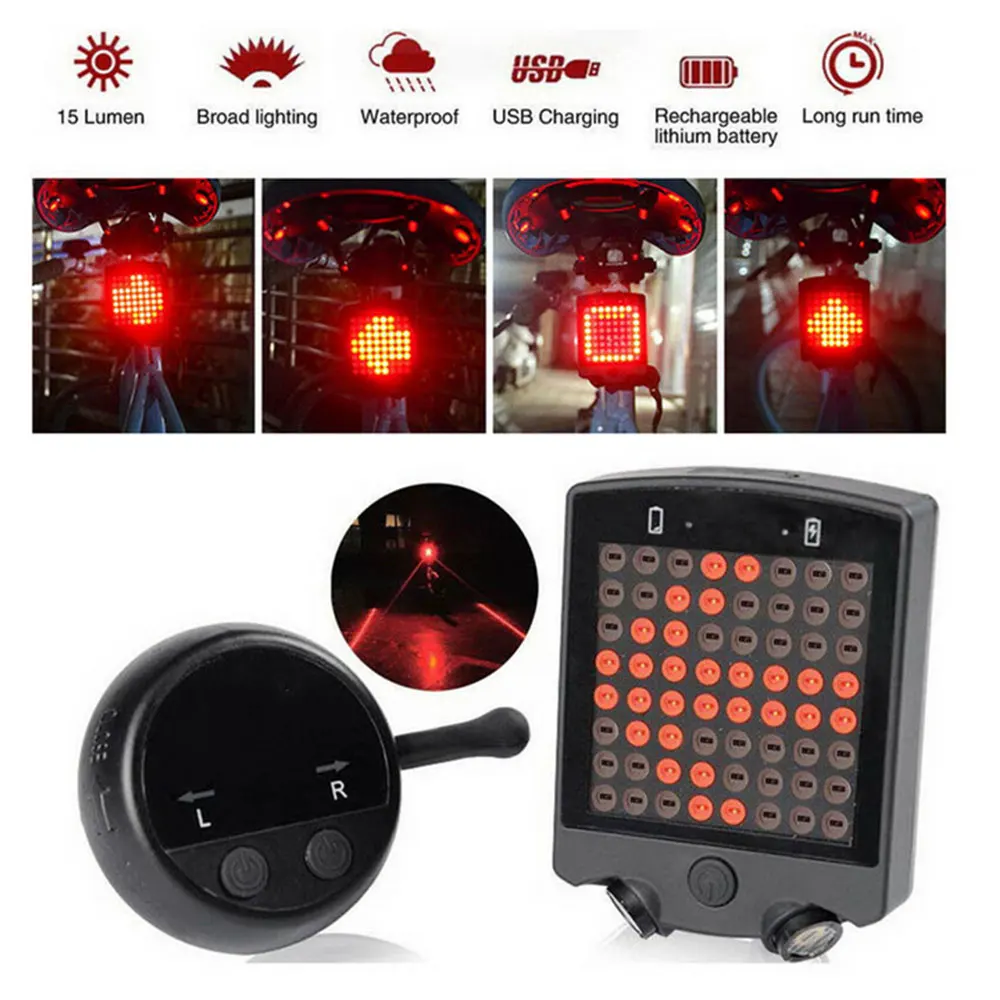 Bicycle Rear Taillight Automatic Direction Indicator USB Rechargeable Cycling MTB Outdoor Bike Safety Warning Turn Signals Light | Лампы и