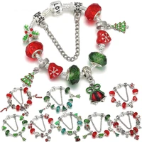 new 25 christmas gifts santa claus crystal bracelet big hole beaded bracelet lady christmas tree bell pendant love bracelet