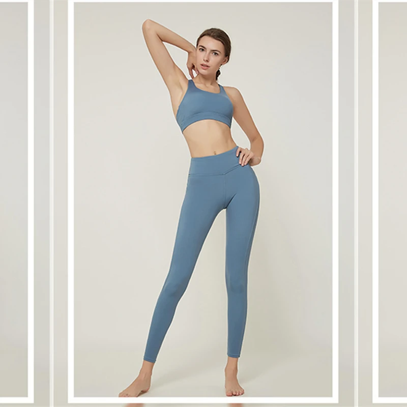 Женская тренировка 2 шт Бесшовные Леггинсы для йоги с спортивным бюстгальтером