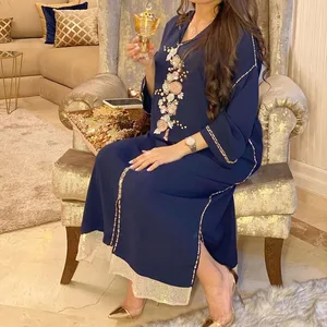Donsignet Muslim Dress Muslim Fashion Abaya Dubai Elegant Woman Abaya Casual Printing Long Dress Appliques Abaya Turkey