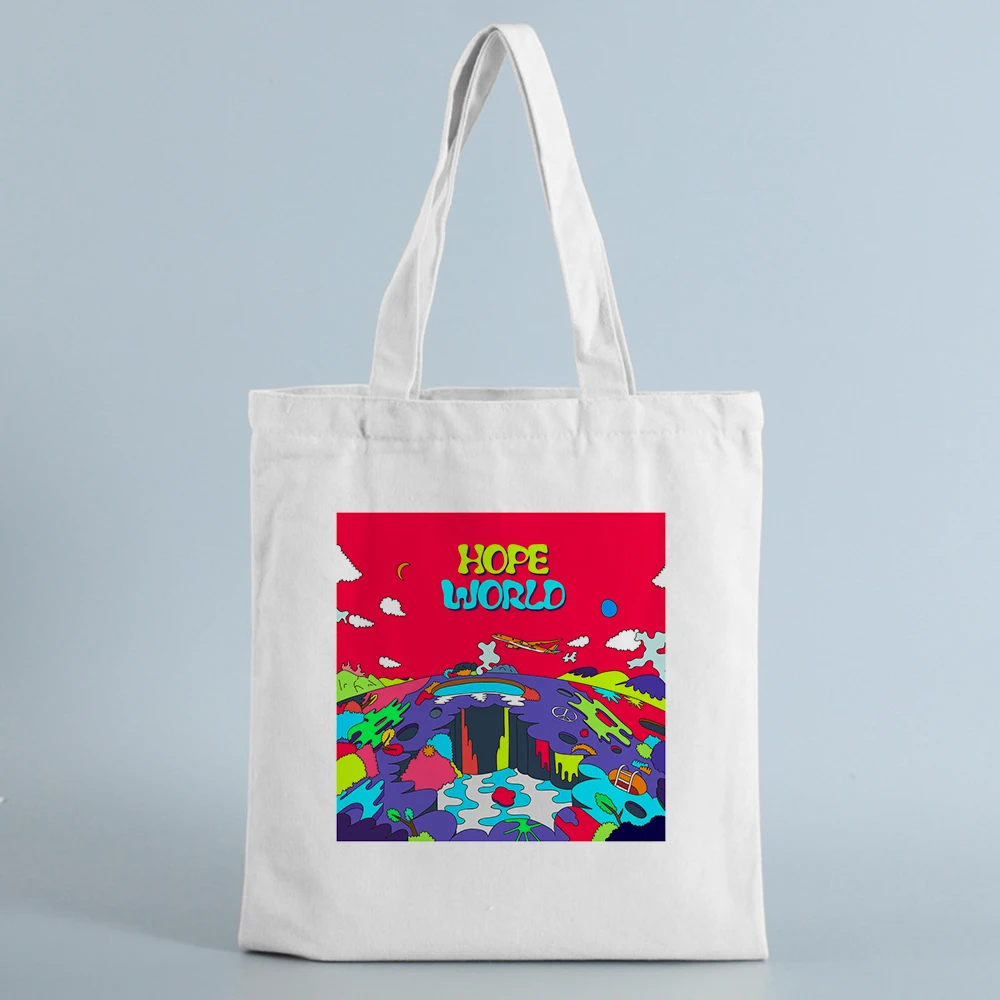 

Hope World Graphic Shopping Bags Women Cloth Female Canvas Bag Large Capacity Foldable Eco Grocery Tote Bag Casual Handbag