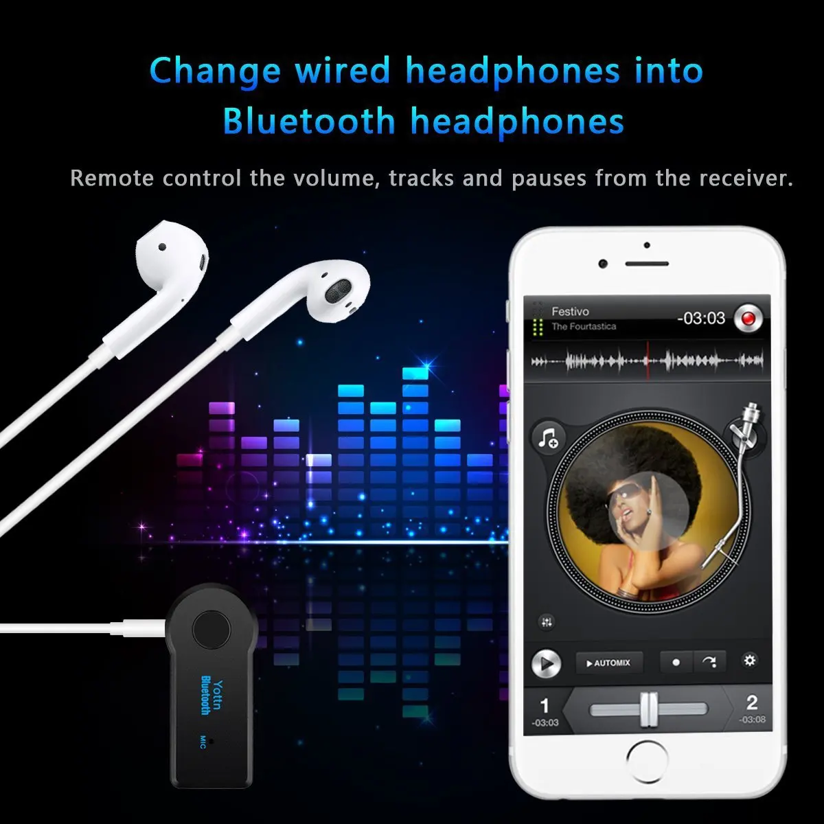 YUNCLOUD Bluetooth Receiver Kit 3.5mm Stereo Portable Wireless Audio Adapter For Home Music Sound System Smartphone | Компьютеры и