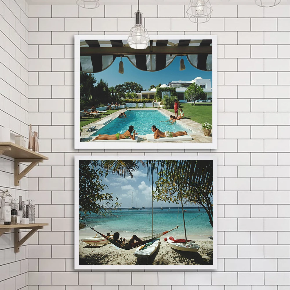 Гламур у бассейна модная Художественная печать от Slim Aarons винтажный фотопостер