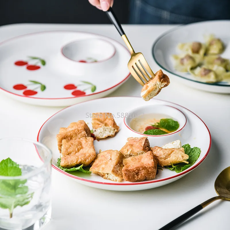 Домашняя керамическая тарелка в скандинавском стиле круглая