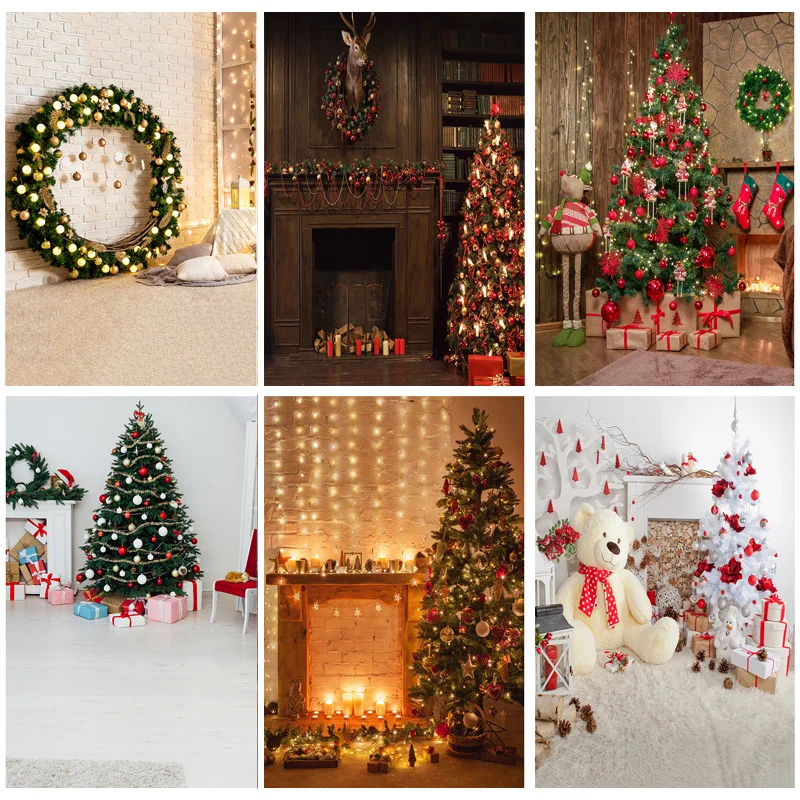 

ZHISUXI Christmas Theme Indoor Photography Background Christmas tree Fireplace Children Portrait Photo Backdrops 21712 YXSD-10