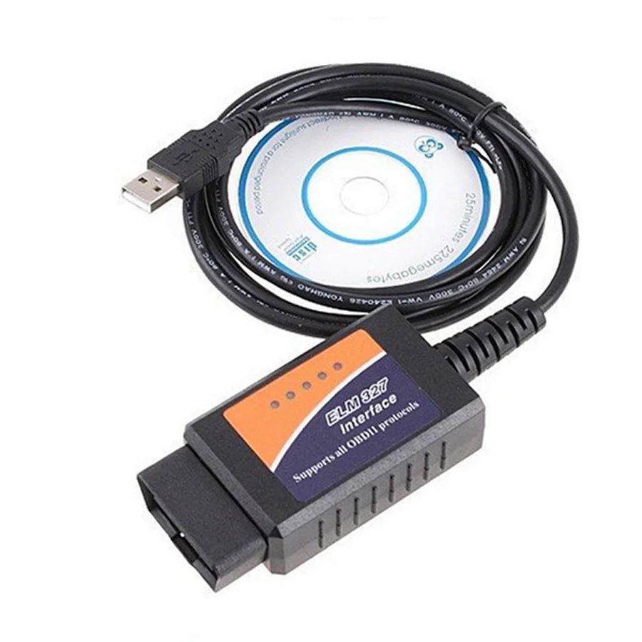 Автомобильный диагностический инструмент OBD2 ELM327 считыватель кодов USB 327