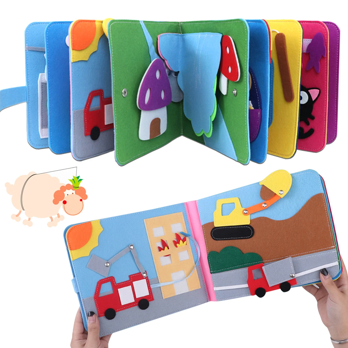 

Washable Montessori Baby Busy Board 3D Toddlers Story Cloth Quiet Books Early Learning Education Habits Developing Toys Gift