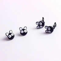 cute little cat earrings female black earrings simple personality ear clip jewelry