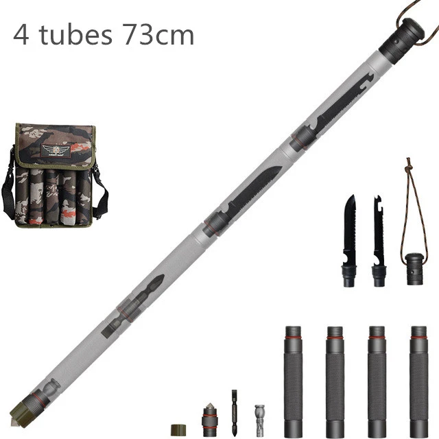 4 tubes 73cm Тактическая ручка для защиты на открытом воздухе, альпеншток, многофункциональные трости для ходьбы, складные треккинговые палки, оборудование для походов - Цвет: 4 tubes 73cm
