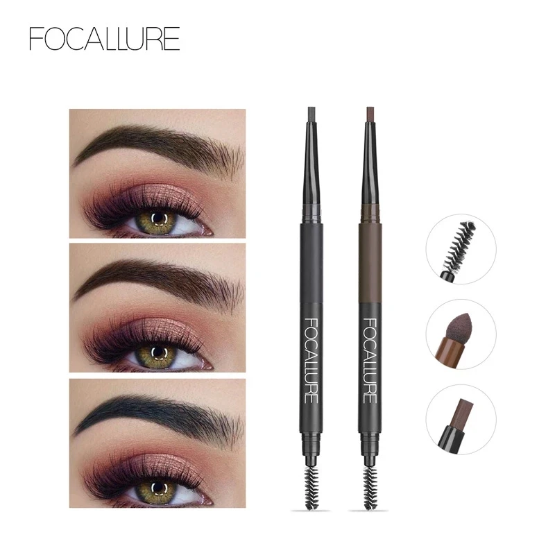 

3 In 1 FOCALLURE Eyebrow Pencil 24 Hours Long-lasting Tint Shade Make Up Soft Smooth Fashion Eyebrow Pencil and Powder Eyebrows