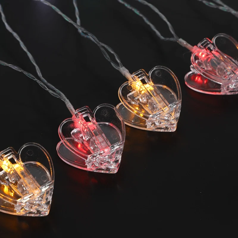 

eters 20LED Photo Clip USB Love Pattern String Lights Outdoor Battery Operated Garland Christmas Decoration Room Party
