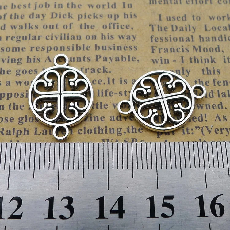 

Bulk Jewelry Bracelet Making 10 Pieces 15x20mm Antique Silver Color Hollow Flower Connector