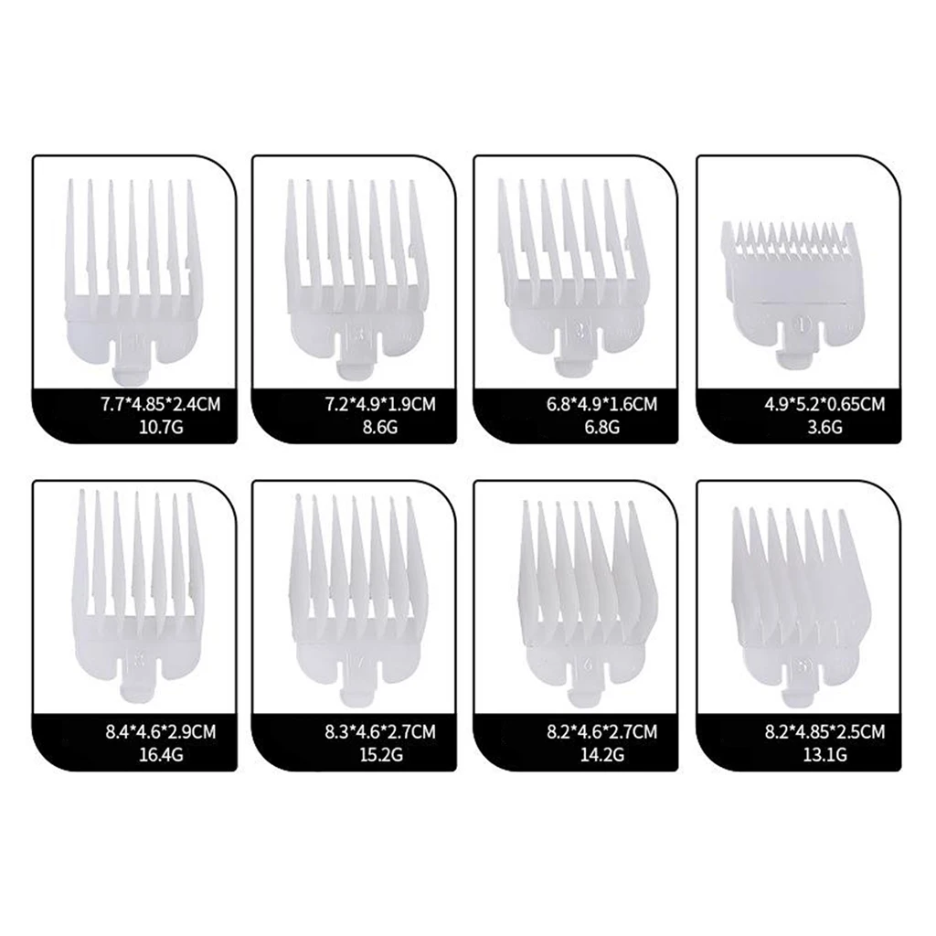 

Для стилистов и парикмахеров машинка для стрижки волос, закодированная запасная направляющая расческа, набор из 8 насадок, разные размеры