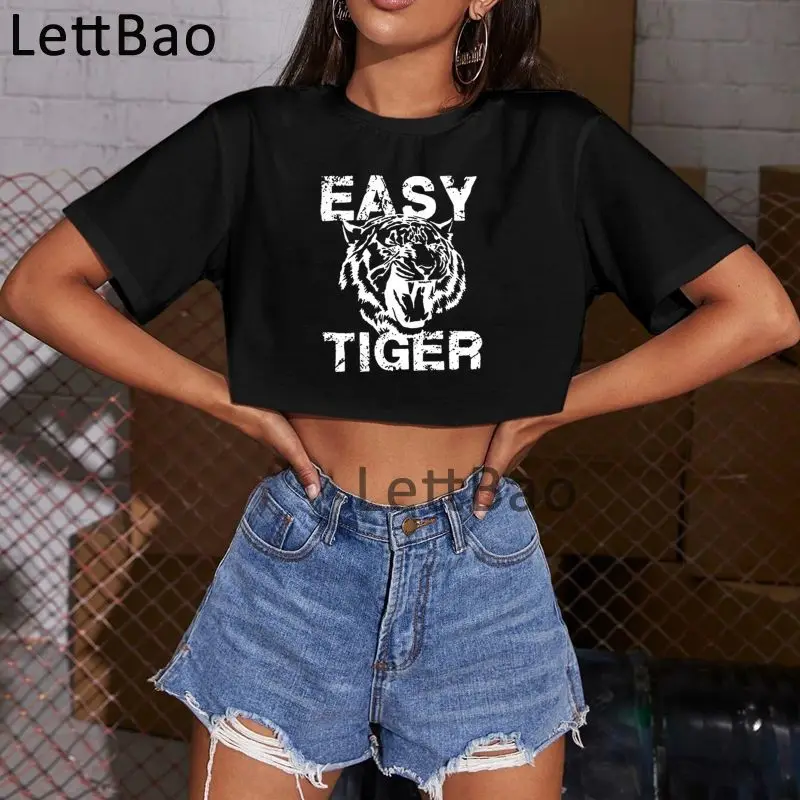 

Легкая Тигр Hipster принт укороченный топ Харадзюку футболки для женщин Забавные футболки 90s Мода Графический 2021 уличной моды кроп-топы
