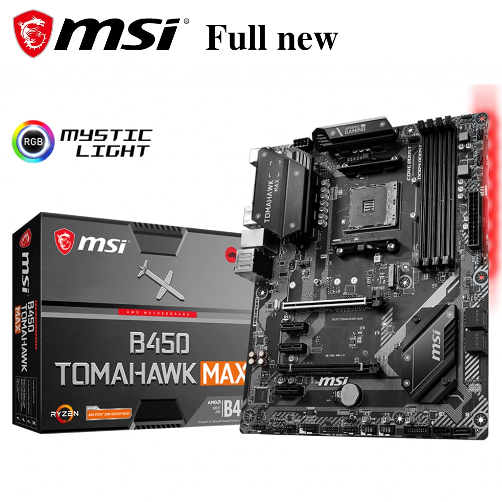 Оригинальная материнская плата MSI B450 Tomahawk Max AMD Ryzen 3rd CPU AM4 Gaming M.2 USB 3 1 4xDDR4 Crossfire ATX