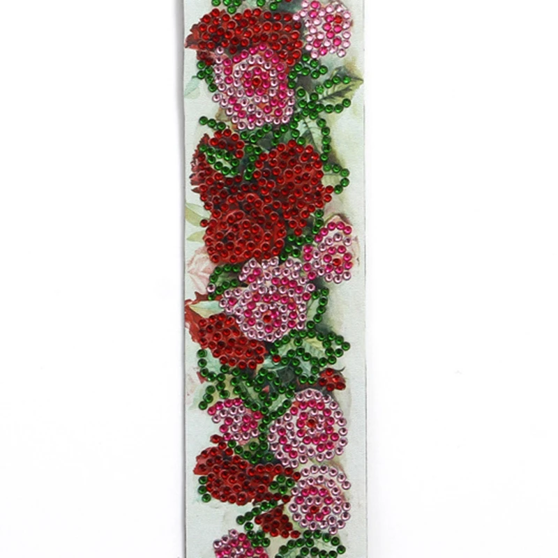 

DIY Diamond Painting Bookmark, Painting By Numbers Kit, Embroidery Painting Tassel Leather Bookmark Set,Rose