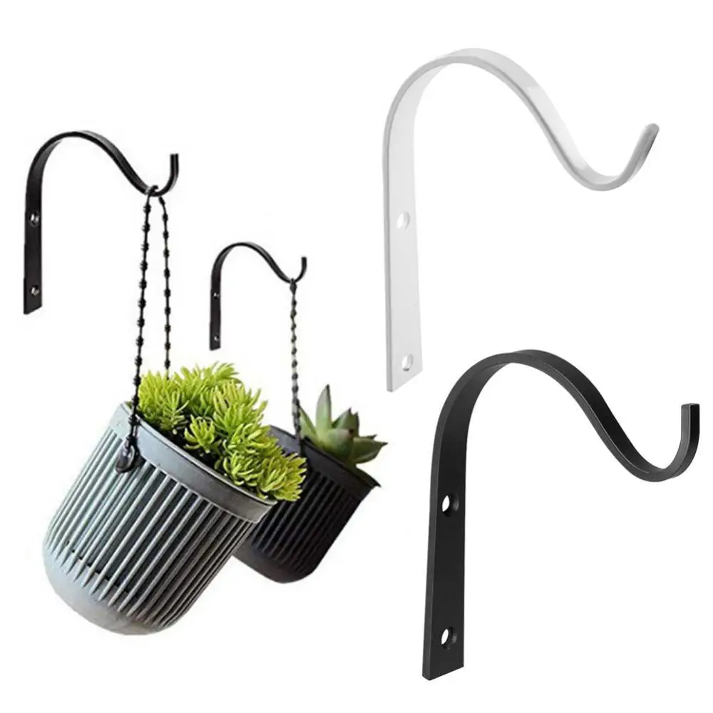 

2Pcs Simple Multifunctional Wall Mounted Clothing Flowerpot Bending Iron Hooks