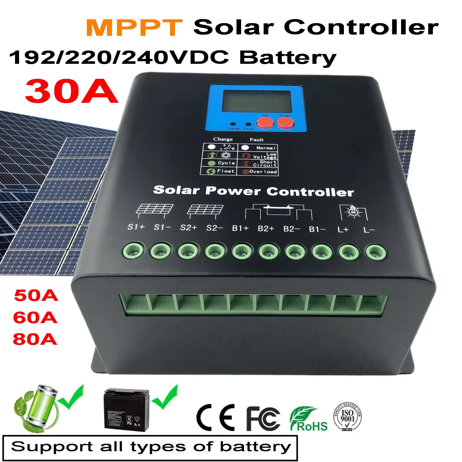 Контроллер солнечной энергии с большим напряжением 192 в 30 А 50 60 80 контроллер MPPT