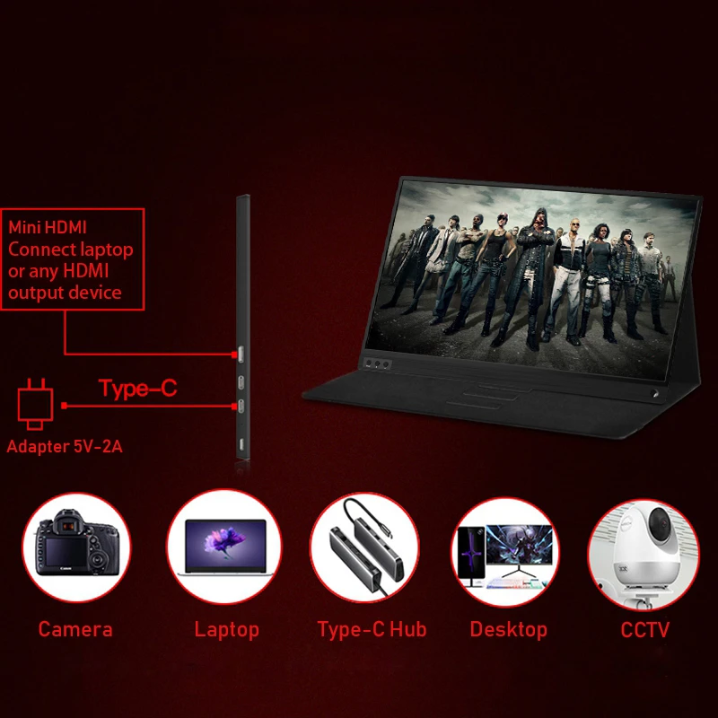 Тонкий портативный 1080P ЖК-монитор с высоким разрешением 15 6 usb type c hdmi для ноутбука