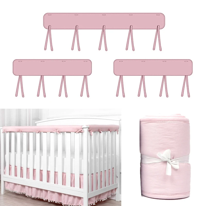 

3Pcs Crib Rail Cover Set Breathable Padded Safe Baby Teething Guard Cradle Anti-bite Protector Wrap