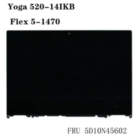 5d10n45602 b140han04 2 adaptedto yoga 520 14ikb flex 5 1470 1920x1080 laptop 14 lcd screentouch digitizer assembly with frame