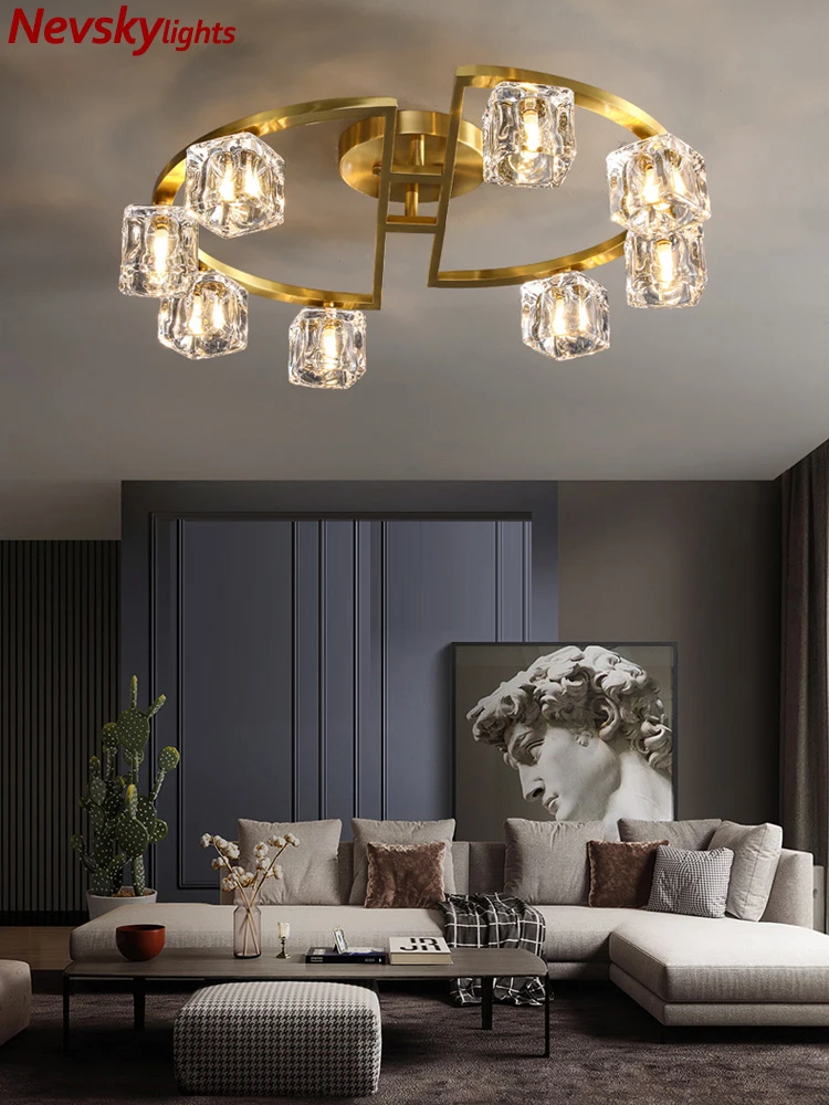 

Crystal chandeliers led ceiling lamp bedroom brass lustre living room copper kitchen fixture minimalist lighting crystal shade