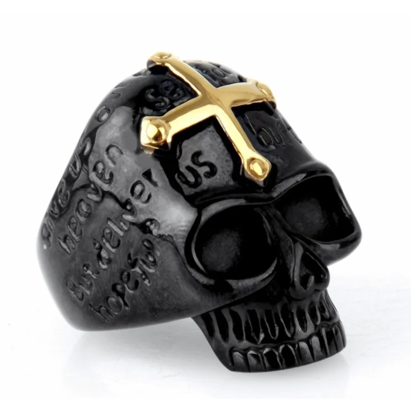 

Retro Gothic Scripture Skull Cross Ring Men's Personality Punk Rock Party Jewelry Gift