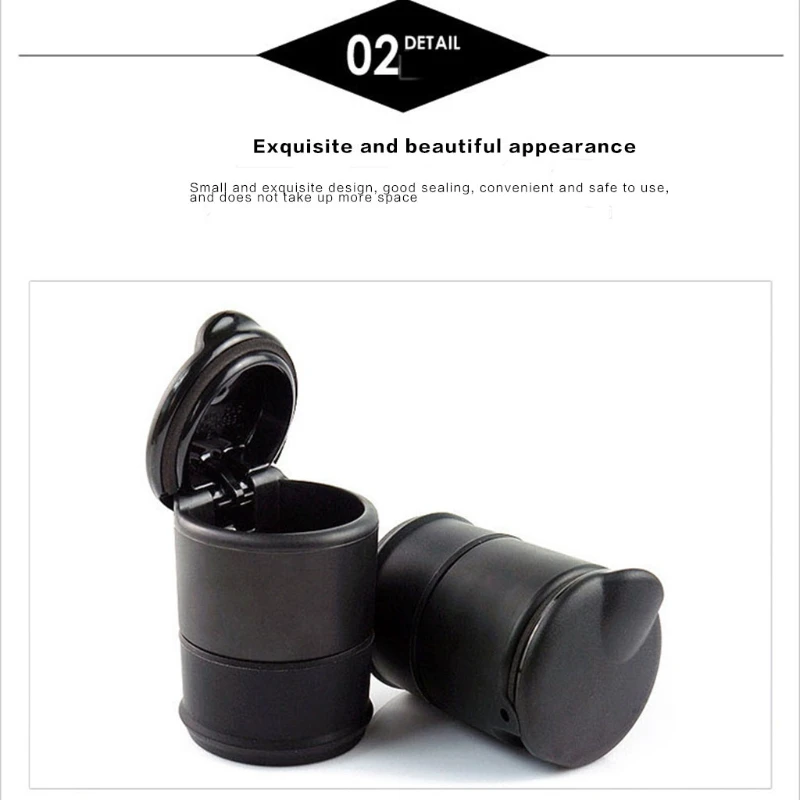 

1PCS Car LED Ashtray Garbage Coin Storage Cup Container Universal Size With Lid