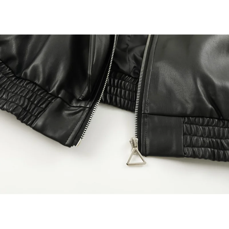 Black PU Faux Fur Coat Winter Womens Leather Moto Biker Jacket Streetwear Korean Fashion Zipper Baggy Female TOPs Leather Jacket enlarge