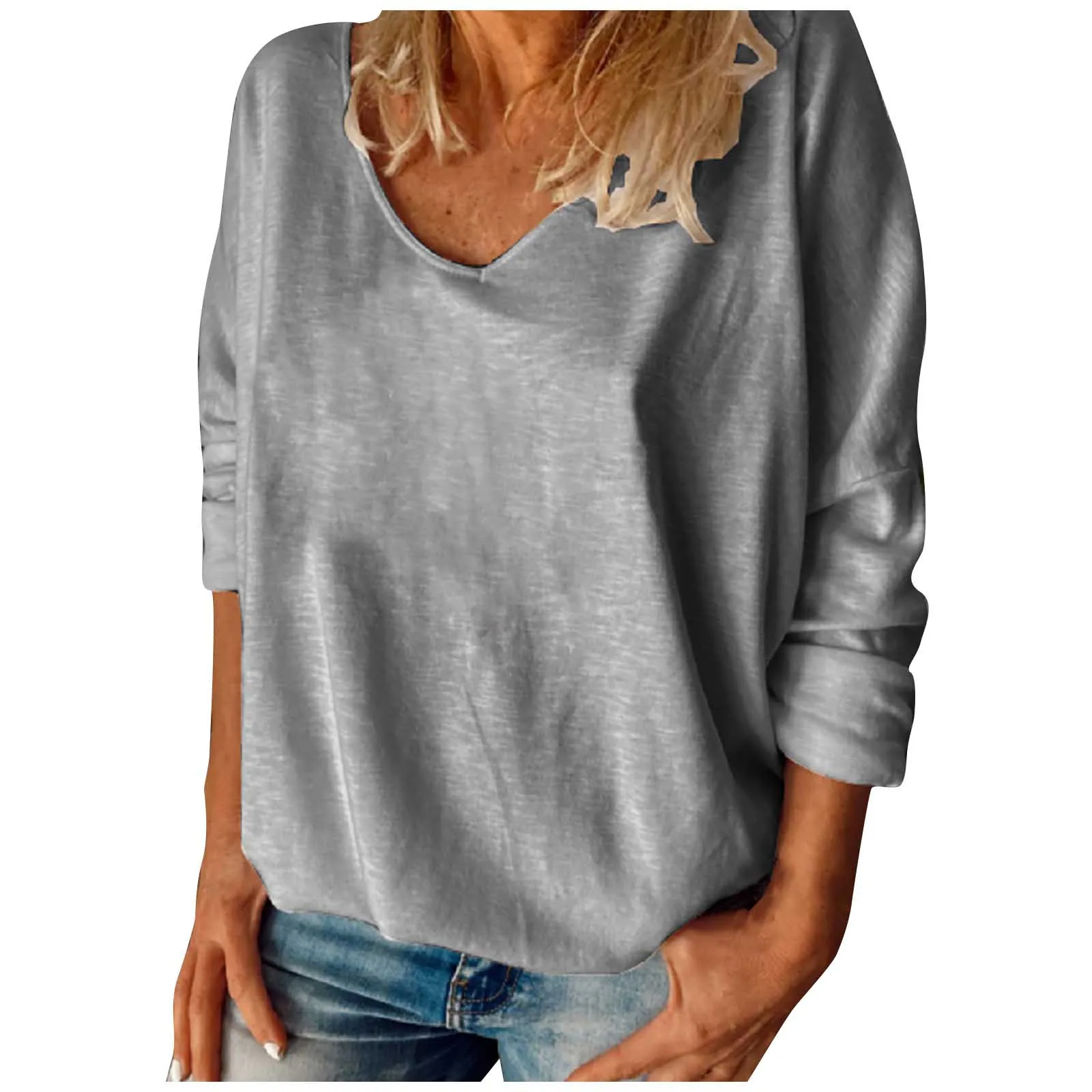 

Женская шифоновая блузка с V-образным вырезом, длинным рукавом