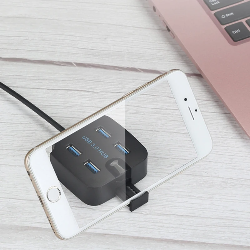 

USB3.0 4-port Hub High Speed USB Splitter Adapter with Mobile Phone Holder FKU66