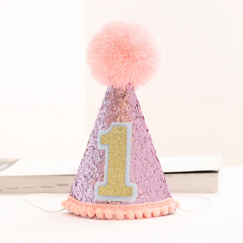 Блестящая шляпка для дня рождения детей первого вечеринки девочек и мальчиков