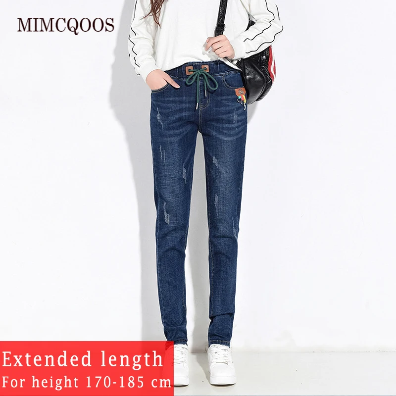 

Women Korean Boyfriend Mom Jeans Plus Size Loose Denim Pants Casual Full Length Trousers Female Extended For Height 170-185cm