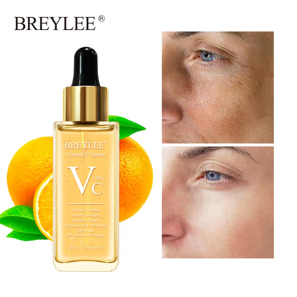 

BREYLEE Vitamin C Serum Whitening Face Skin Care 40ml Dark Spots Repair Hyaluronic Acid Moisturizing Anti Aging Facial Essence