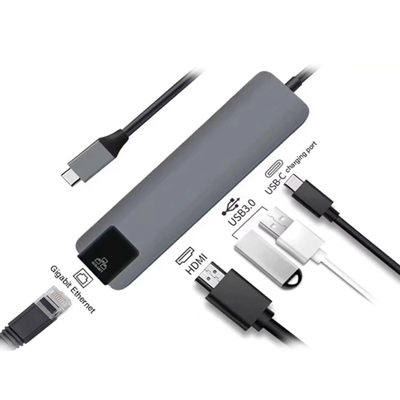 5 в 1 концентратор USB Type C Hdmi 4K Gigabit Ethernet Rj45 Lan адаптер для Mac book Pro Thunderbolt 3 зарядное