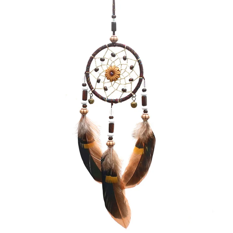 Handmade Wood Bead Sunflower Royal Blue Brown Eagle Feather Dreamcatcher Car Ornaments Decoration Birthday Gift XR045 | Дом и сад
