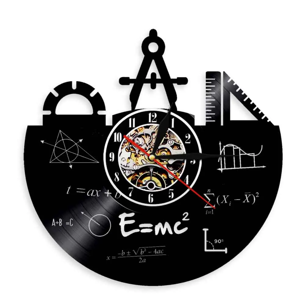 Математика формула Wall Art настенные часы Виниловые часы с помощью теоремы Пифагора классной комнаты квадратичная формула Настенный декор подарок для преподавателей - Цвет: Without LED