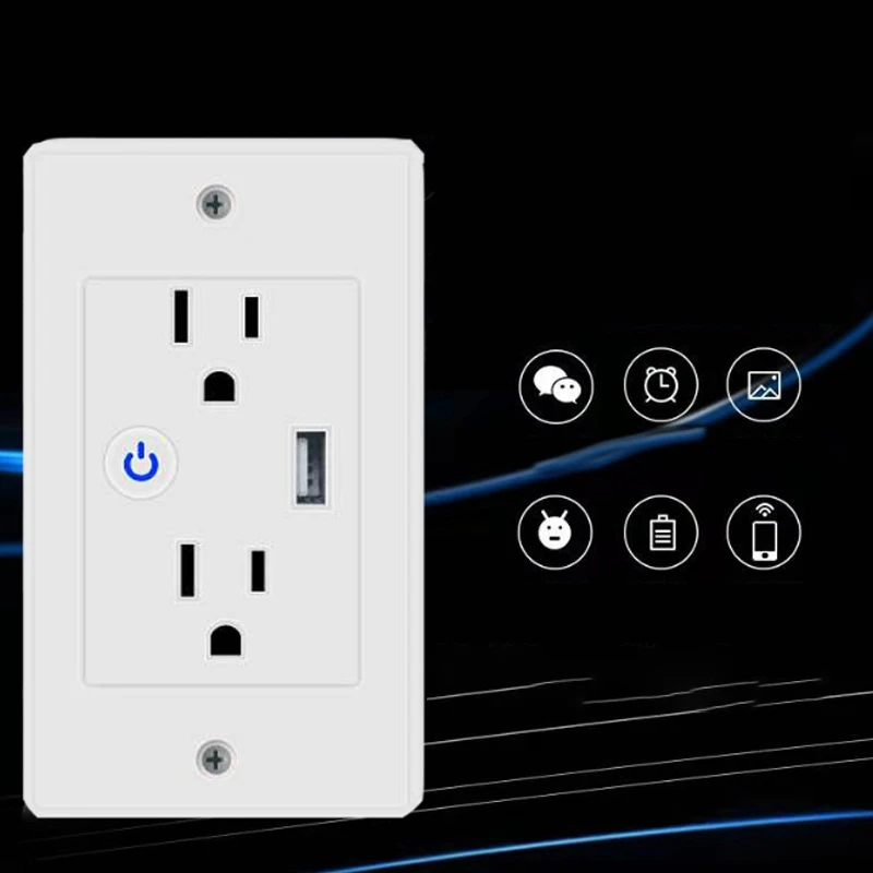 Умная розетка с usb-портом Wi-Fi настенная пульт дистанционного управления