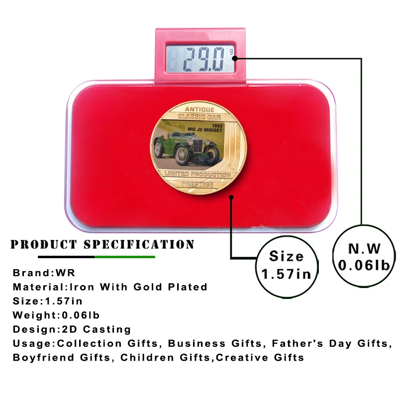 WR антикварные классические автомобильные золотые коллекционные монеты с