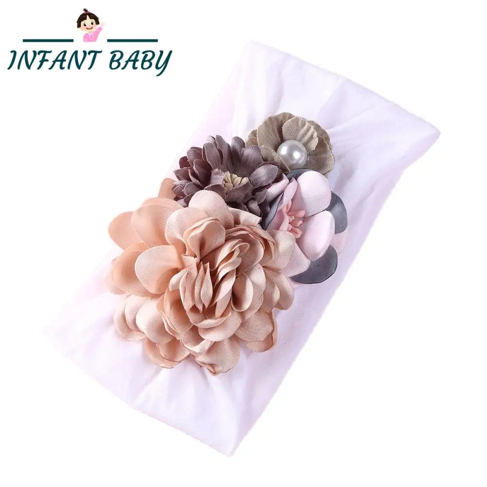 

Flower Baby Headband For Children Baby Girl Hair Accessories Soft Elastic Nylon Headbands Newborn Headwraps Infant Baby Turban