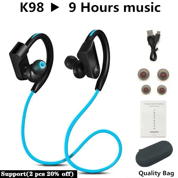 K98 Blue XEDAIN Bluetooth наушники водонепроницаемые беспроводные Bluetooth наушники спортивные бас гарнитура с микрофоном для телефона iPhone xiaomi наушники - Цвет: K98 Blue