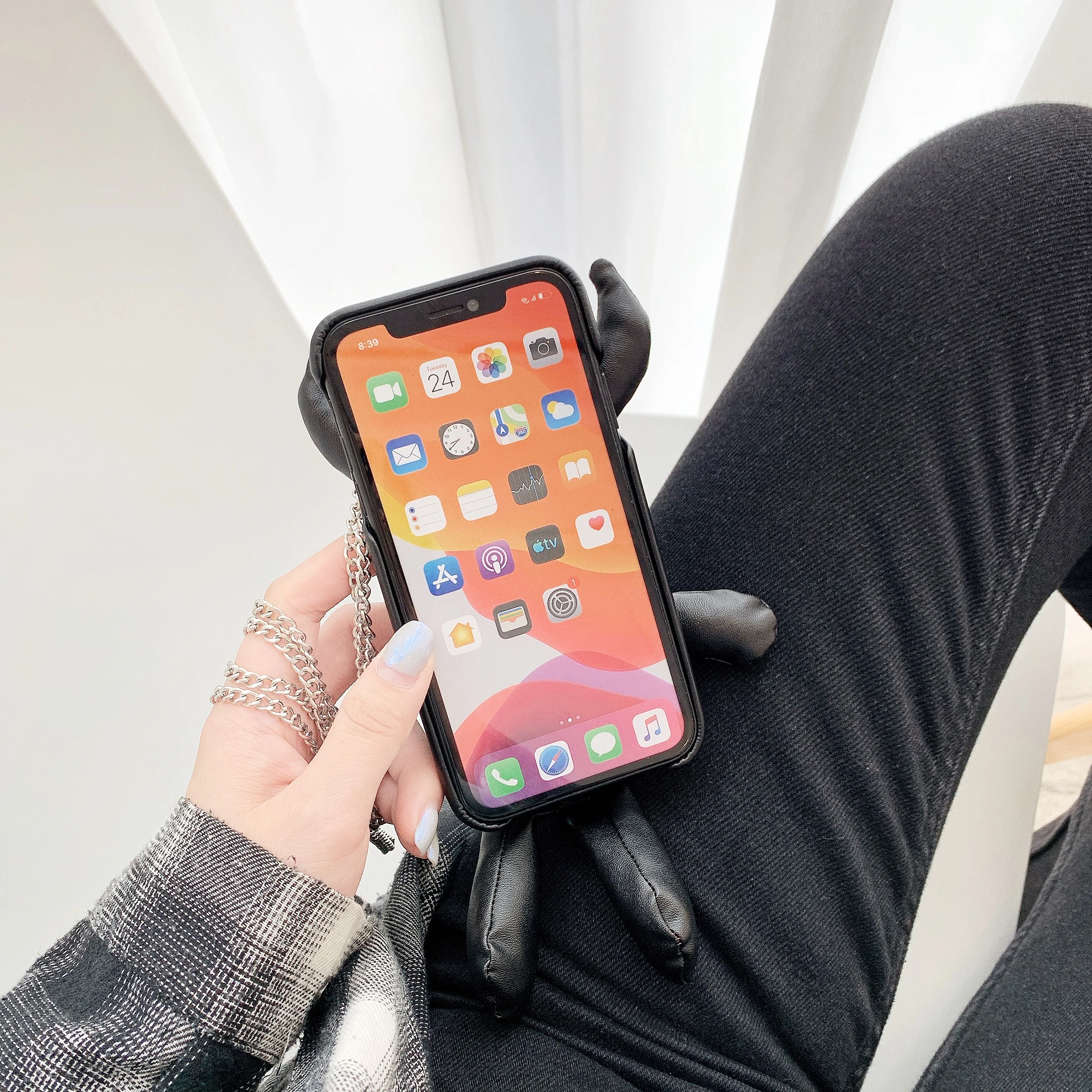 

FashionLeatherStereoBlackBullDollCaseForiPhone11ProMaxSE22020XXRXSMax78plusCoverCute3DToyPhoneCases