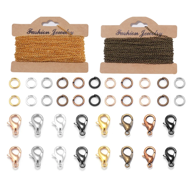 

3M Iron Chain With Lobster Clasp Jump Ring 8 Colors Jewelry Making Kit For DIY Jewelry Making Supplies Material