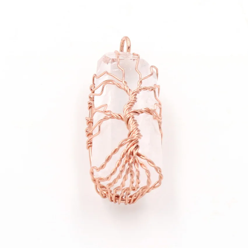 9Send Leather Chain Подвески из природного камня Подвески 7 Чакра радужные украшения DIY кварцевые Дерево жизни рейки исцеляющий кулон ожерелье Маятник для женщин и мужчин - Окраска металла: 9Send Leather Chain