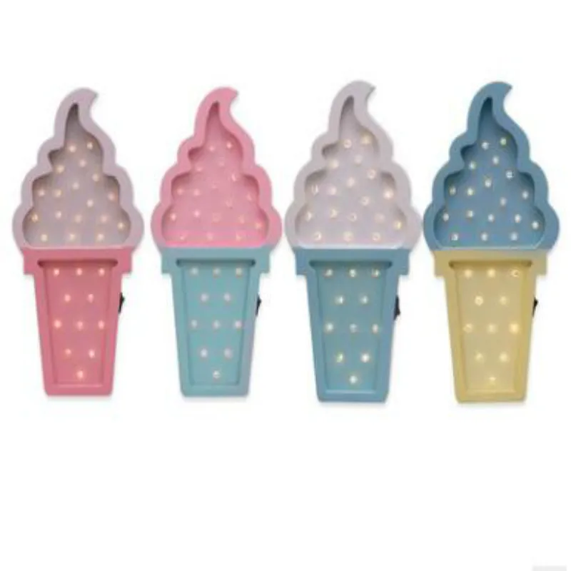 Скандинавский деревянный мультфильм ночник лампа мороженое подростковое сердце