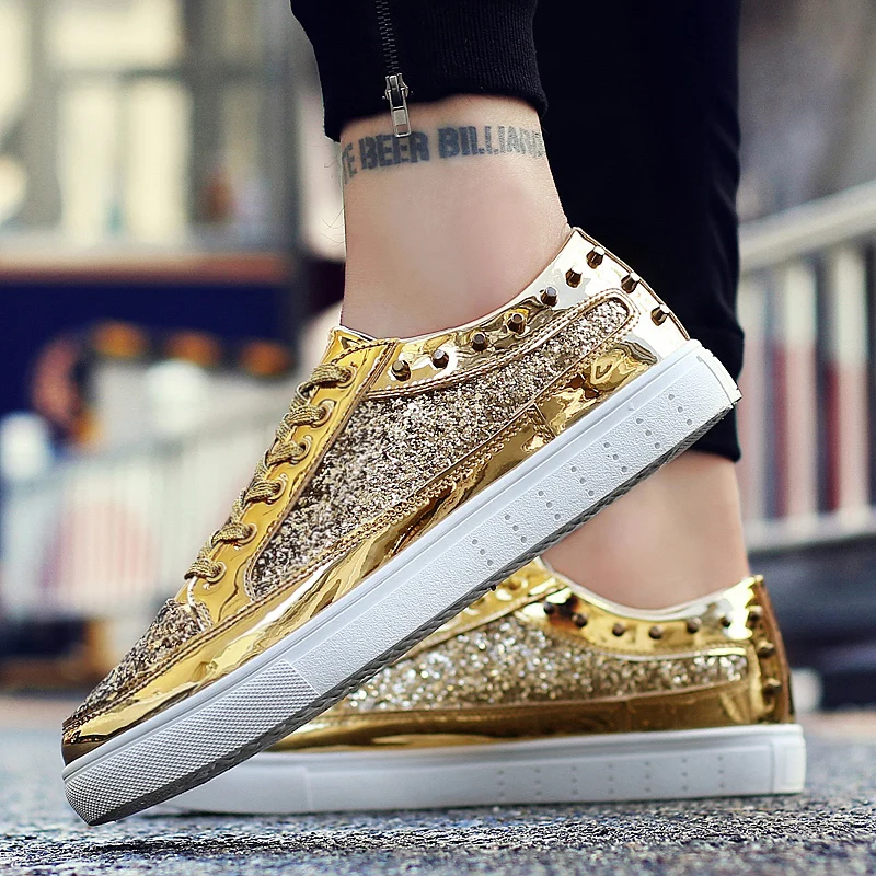 Big Size Men Shoes Brand Summer Flats Casual Lace Up Mens Trainers Golden Fashion Lovers Zapatillas Deportivas Hombre | Обувь