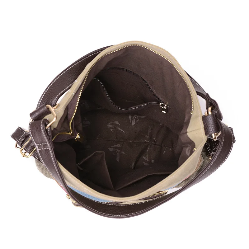 New Women Shoulder Bags Satchel Stripe Canvas Handbag Retro Messenger Crossbody Bag Female Large Capacity Tote Bags Dropshipping