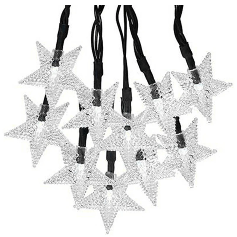 

Гирлянда со звездами на солнечной батарее, 50 светодиодов, уличная гирлянда для вечерние, двора, сада и украшения дома, теплый белый свет