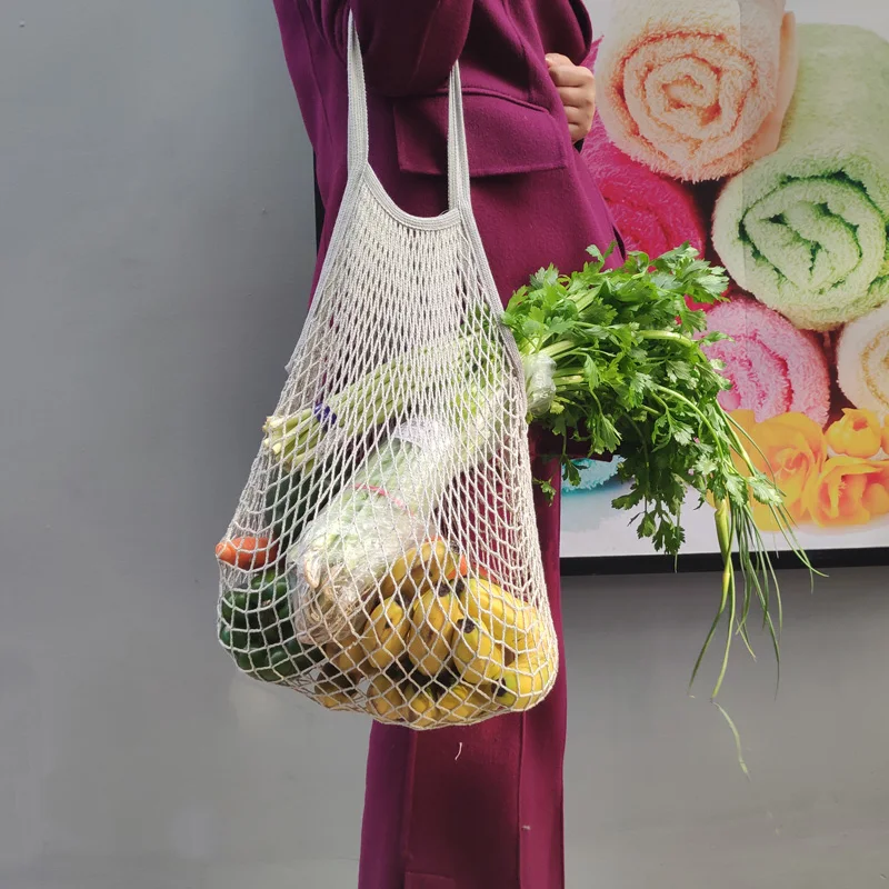 Большие хлопчатобумажные сумки для покупок складная Сетчатая Сумка